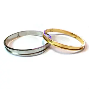 DIY Design Stainless Steel Blank Bangle Setting for Leather Wood Opal Enamel Resin Jewelry