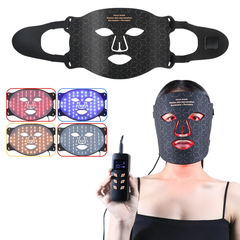 New Arrival Home Use Flexible Silicone Wireless LED Photon Therapy Light Face Care Treatment Facial Beauty LED Face Mask