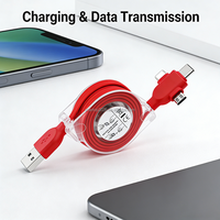 Cable de Carga Rápida 3 en 1 con Sincronización de Datos y Soporte Retráctil Personalizado, Cable Multi-Cargador USB