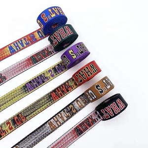 Custom Woven <strong>Jacquard</strong> <strong>Printed</strong> logo Recycled Thick Nylon Belt <strong>Webbing</strong> Strap for Dog Collar Luggage Backpack Bags <strong>Webbing</strong> - Product Image 2