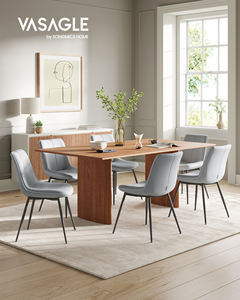 <span class=keywords><strong>Chaises</strong></span> de salle à manger modernes grises <span class=keywords><strong>VASAGLE</strong></span>, rembourrées en cuir, sans accoudoirs, dossier, pieds en métal - Product Image 2