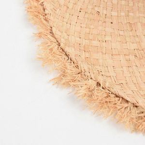 Sombrero de Paja Rafia de Ala Ancha con Borde Deshilachado, Estilo Veraniego, para Mujer, Playa, Salvavidas, Viajes - Product Image 4