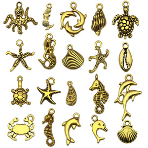 Ensemble de 20 pendentifs en alliage de la <span class=keywords><strong>série</strong></span> Océan, motifs hippocampe, étoile de mer, tortue, pour la création de boucles d'oreilles, bracelets, colliers, bijoux - Product Image 2