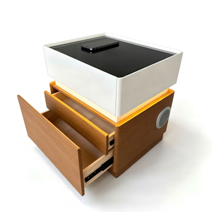 Wireless charging Modern Wooden <b>Nightstand</b> with Wireless Charging Bedroom Furniture - Product Image 1