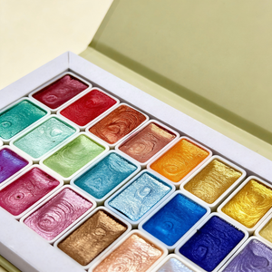 Kit de 24 couleurs de peinture solide <span class=keywords><strong>aquarelle</strong></span> nacrée 2,6 ml, pigments métalliques scintillants pour la peinture à l'<span class=keywords><strong>aquarelle</strong></span> et les fournitures d'artisanat en gros - Product Image 4