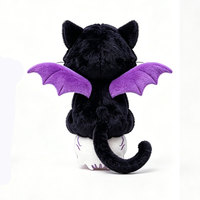Peluche chat noir d'Halloween personnalisée OEM ODM, chat gothique à ailes de chauve-souris avec crâne, animal en peluche pour décoration de fêtes
