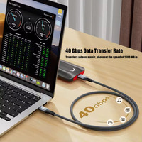 Câble USB4 Gen3 Type-C en alliage d'aluminium ULT-unite coaxial 0,2 m/0,8 m 40 Gbit/s 240 W Charge rapide pour ordinateur, écouteurs, téléphone portable