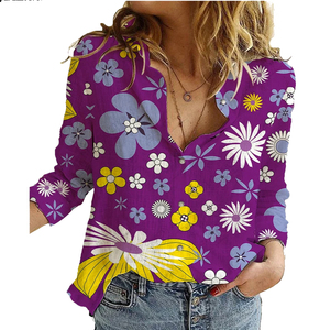 Camicia dipinta a mano camicia di cotone e <span class=keywords><strong>lino</strong></span> con camicie abbottonate Plus Size - Product Image 3