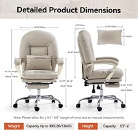 Chaise de bureau ergonomique avec pied inclinable chaise de bureau exécutif chaises d'ordinateur pivotantes en cuir PU à dossier moyen