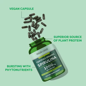 Bozewon 1000mg <span class=keywords><strong>Spiruline</strong></span> Chlorelle Capsules OEM Marque Privée Fournisseur d'Usine Qualité Alimentaire Améliore l'Immunité & l'Énergie pour la Santé Cardiaque - Product Image 4