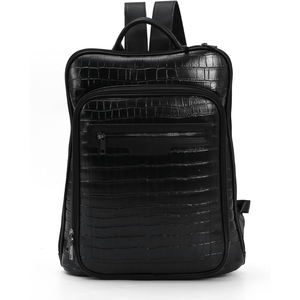 Sac à dos noir minimaliste à motif crocodile, fermeture éclair, poignée souple détachable, imperméable, multifonctionnel, pour tous les hommes - Product Image 1