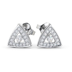 Pendientes finos blancos de 18 quilates disponibles personalizados, pendientes redondos de diamantes cultivados en laboratorio para mujer, pendientes superventas en forma de triángulo - Product Image 3
