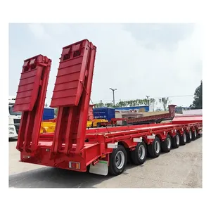 High Quality Heavy Duty Lowboy Trailer Transport Heavy Machine Low Bed Truck Semi Trailer With Mechanical Ladder
