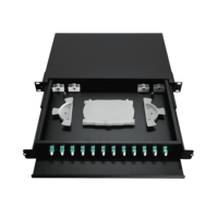 Caja ODF de Fibra Óptica de 24 Núcleos LC para Montaje en Rack, con Cables de 6 Hilos Codificados por Colores, Panel de Conexiones de Fibra Óptica de 12 Puertos para Redes