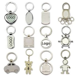 Porte-clés rotatif en métal rond personnalisé avec logo, gravure laser, en acier inoxydable - Product Image 1