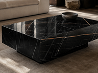Dalles de marbre noir Sahara Noir avec veinage doré pour comptoirs de cuisine, tables à manger, meubles-lavabos de salle de bain et panneaux muraux en bois lamellé-collé