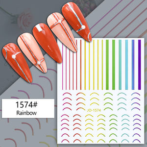 Wholesale 3D Laser Rainbow Gold Bar Wave Nail Art <strong>Stickers</strong> and Decals Nail Art Supplies - Product Image 5