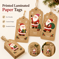 Étiquettes suspendues en papier kraft imprimées sur mesure, design festonné, Père Noël et rennes, pour cadeaux de Noël, vêtements et étiquettes de vêtements