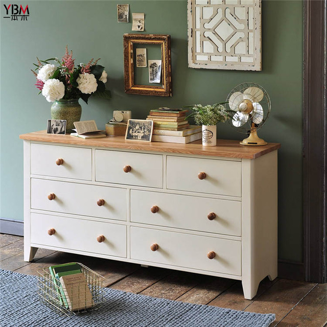 White Oak Wood Minimalist 7-Drawer Chest TV Storage for Bedroom Living Room-Durable Eco-Friendly Handmade Design Iron Hardware
