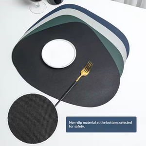 Irregular PU Leather Eco-Friendly Customizable Dining Table <b>Mat</b> Anti Slip Anti Scald PC Raised Point Design Hotel Western - Product Image 4