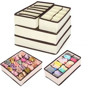 Lot de 4 organiseurs de tiroir pliables en tissu tressé pour sous-vêtements, boîtes de rangement pour soutiens-gorge et chaussettes - Product Image 1