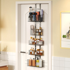 Multi Layer Behind <b>Door</b> Storage Basket 5 Tier Wall Mounted Bathroom Organizer Black And White Custom Size Durable - Product Image 1