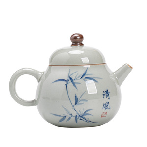 Théière en céramique faite à la main, mini théière ronde en porcelaine avec couvercle, ensemble de thé Kung Fu portable - Product Image 5