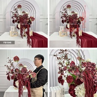 40CM Kleine Tischdekoration Realistische Burgunderrote Seiden-Kunstblumen-Girlande Hochzeitsblumenball Event-Party Tischdekoration