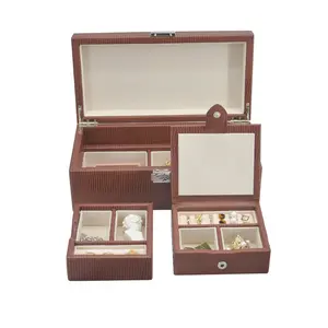 Caja de joyería de madera clásica Mexda de alta calidad 3-en-1 Clip extraíble caja de reloj Clamshell embalaje de exhibición de joyería