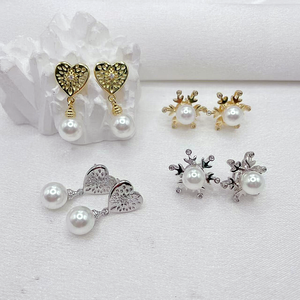 FM-JDE0816 Exquisite Hoop Pearl Studs <strong>Beautiful</strong> <strong>Earring</strong> Winter Style Women's <strong>Earrings</strong> Paved CZ <strong>Bowknot</strong> Pearl <strong>Earrings</strong> Wholesale - Product Image 3