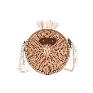 กระเป๋าสะพายข้างทรงกลมทำมือจากหวาย พร้อมสายสะพายไข่มุกสุดหรู กระเป๋าหวายสำหรับฤดูร้อนและชายหาด สำหรับผู้หญิง ของขวัญแฟชั่น - Product Image 1