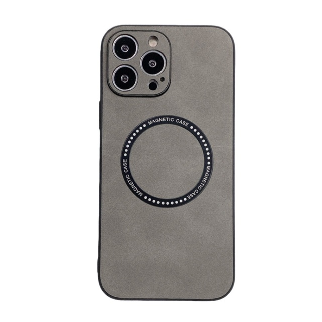 PU Back Magnetic Mobile Phone Case for 11/12/13/14 Pro Max & 14 Plus Shockproof Luxury Design with Frosting Craft