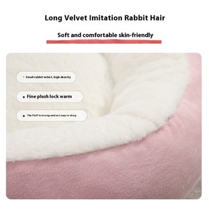 Hasenohren-Design Kunstfell Weiches Cartoon-Katzenbett Warmes Rundes Flauschiges Plüsch-Haustierbett Hundebett-Matte - Product Image 4