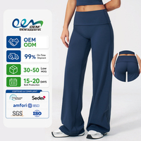 Fabricant OEM de vêtements de sport, usine de fabrication sur mesure, marque privée, pantalon de yoga taille haute plissé à jambe large pour femme, leggings évasés pour l'entraînement