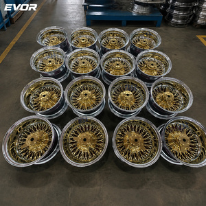 Jantes EVOR 13x7 14x7 <span class=keywords><strong>100</strong></span> Straight All Gold 2/3 bar Knock off en acier chromé, idéales pour Lowrider à rayons - Product Image 5