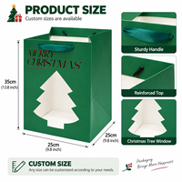 Sacs en papier de Noël en gros avec logo, sacs cadeaux en carton blanc avec fenêtre en PVC, imprimés sur mesure pour l'emballage des fêtes