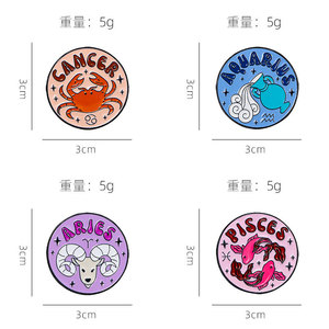 Cartone 4 stili dodici <span class=keywords><strong>segni</strong></span> zodiacali in morbido smalto spille granchi e spille Pisce per abbigliamento e borse. - Product Image 5