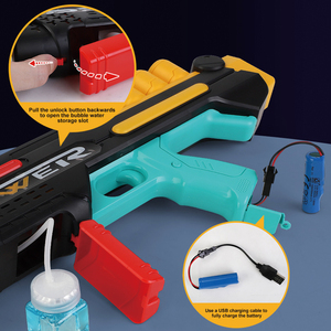 Nouvelle Tendance Pistolet à Eau et à Bulles Électrique Rechargeable 2-en-1 pour Enfants avec Éclairage Corporel de la Gueule du Pistolet, Lanceur de Bulles et Pistolet à Eau d'Extérieur - Product Image 6