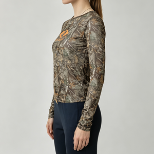 T-<span class=keywords><strong>shirt</strong></span> court personnalisé pour <span class=keywords><strong>femme</strong></span>, col rond, manches longues, style décontracté, en maille transparente, imprimé <span class=keywords><strong>gaze</strong></span>, coupe ajustée, été - Product Image 2
