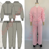 Ensemble 2 pièces tricoté pour femme : veste zippée côtelée et pantalon large, doux et moelleux, style loungewear, survêtement athleisure, vente en gros