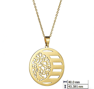 Collier avec <span class=keywords><strong>pendentif</strong></span> <span class=keywords><strong>arbre</strong></span> <span class=keywords><strong>de</strong></span> <span class=keywords><strong>vie</strong></span> gravé sur mesure Qiuhan, en acier inoxydable, personnalisé avec des noms - Product Image 3