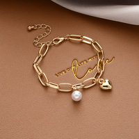 Nouveaux bracelets de perles ouvrables en plaqué or pour femmes Bracelets de mode Bracelet pendentif papillon coeur Accessoires de bijoux