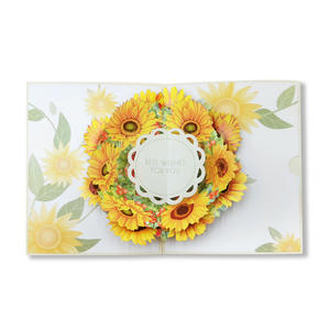 Pencetakan kertas kreatif Die Cut Annular 3D bunga matahari Salam Terima kasih Pop up kartu pos bunga - Product Image 1