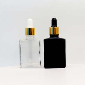 Hot Selling 15ml 30ml <b>50ml</b> 100ml Square Matte Black Glass Essential Oil Dropper <b>Bottle</b> With Gold Sliver Bamboo Cap - Product Image 6