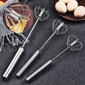 Batteur mélangeur semi-automatique en acier inoxydable, mélangeur manuel à rotation automatique, ustensiles de cuisine, outils de mélange - Product Image 5