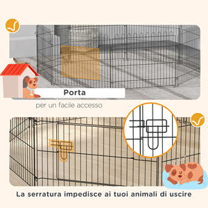 PawHut Steel Pet Cage Playpen? 180x61cm Noir - Product Image 6
