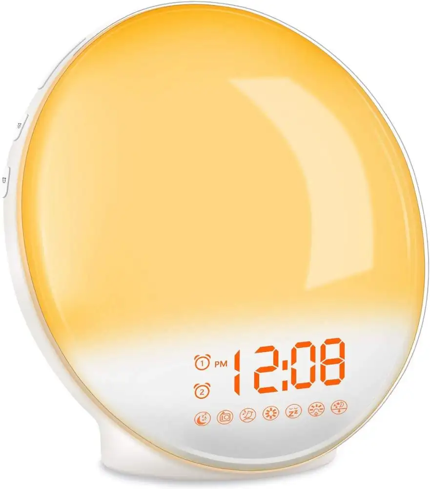 Wake Night Light Alarm Clock with sleep trainer natural sound machine and FM Radio & APP connection