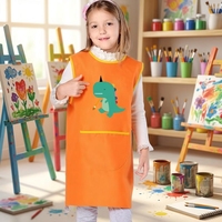 Tabliers de peinture pour enfants personnalisés en gros, à porter à l'envers, respirants, orange, pour la maternelle et la cuisine