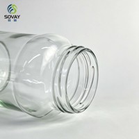 Stoples Kaca Bening 650ml dengan Leher Berulir, Ideal untuk Pengalengan Acar, Madu, Selai, dan Penyimpanan & Pengorganisasian Makanan Kering di Dapur