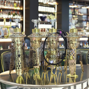 Soporte de lujo para narguile de acero inoxidable con diseño artístico hueco único y técnica de espejo para fumar narguile, chicha, shisha en bares. - Product Image 4